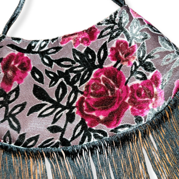 Fringe and Floral Handbag | Floral Purse | Fringe Purse - Picture 3 of 3
